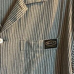 RVCA Navy and White Striped Shirt